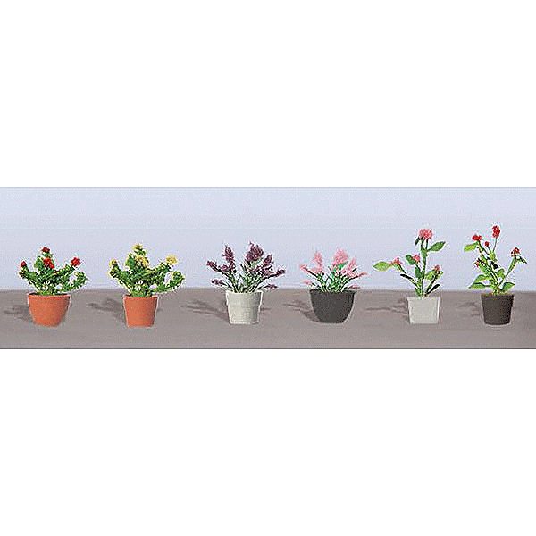 JTT Scenery Products Assorted Potted Flower Plants: Set #1 (6pc) #95565