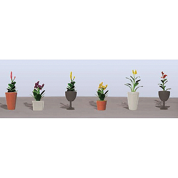 JTT Scenery Products Assorted Potted Flower Plants: Set #4 (6pc) #95571
