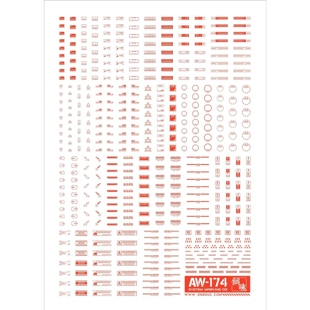 System Markings 03 (Red) Waterslide Decals AW-174
