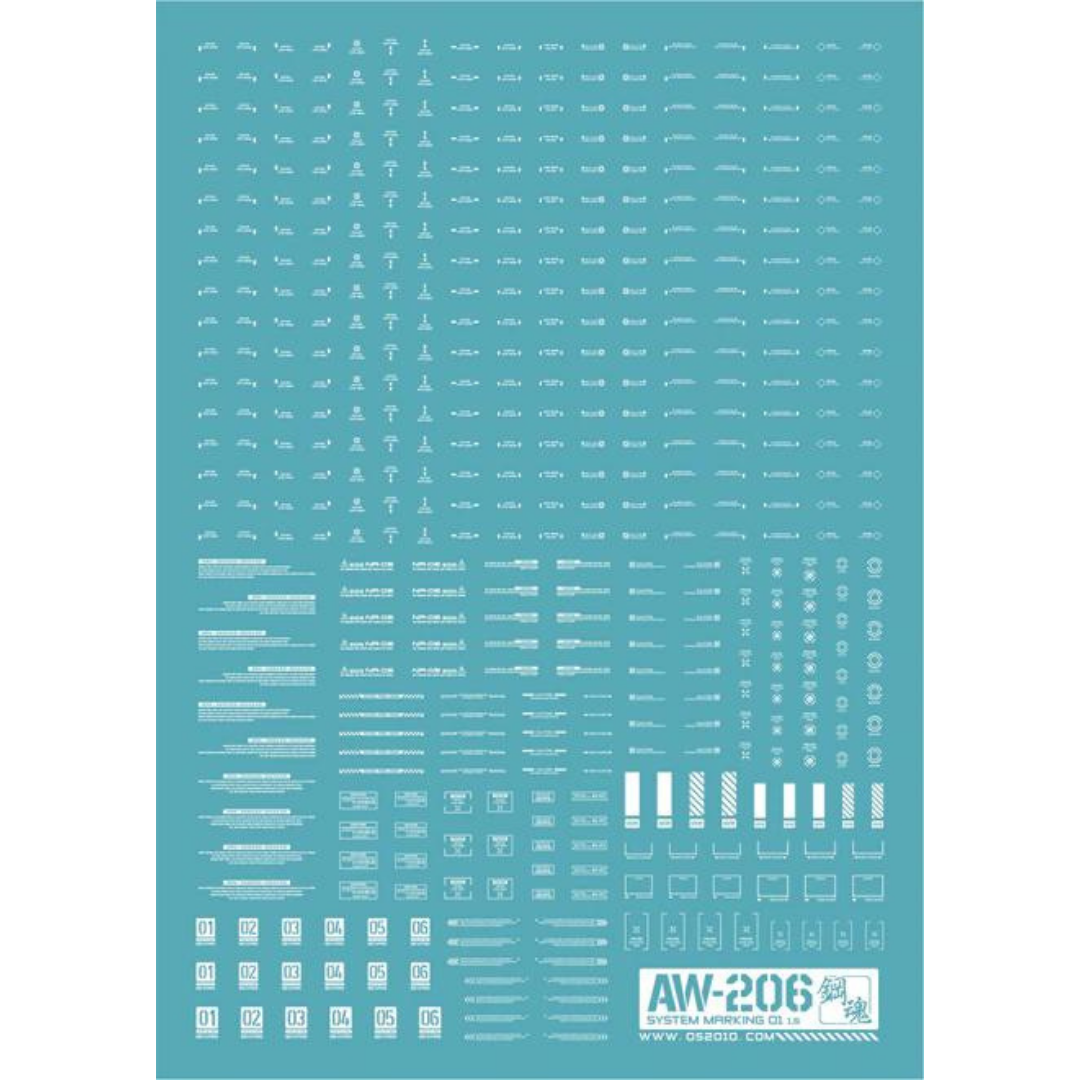 System Markings (Pure White) Waterslide Decals AW-206