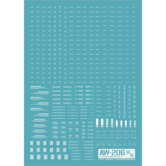 System Markings (Pure White) Waterslide Decals AW-206