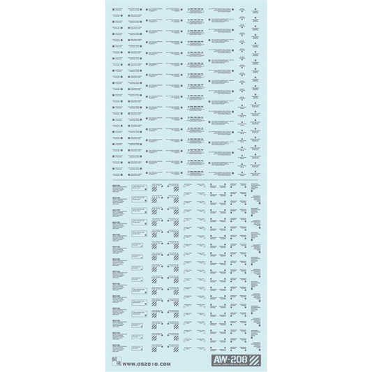 System Markings (Dark Grey) Waterslide Decals AW-208