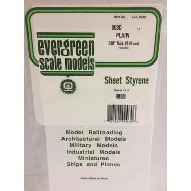 Styrene Sheets: Plain #9030 3 pack 0.030" (0.75mm) x 6" x 12" by Evergreen