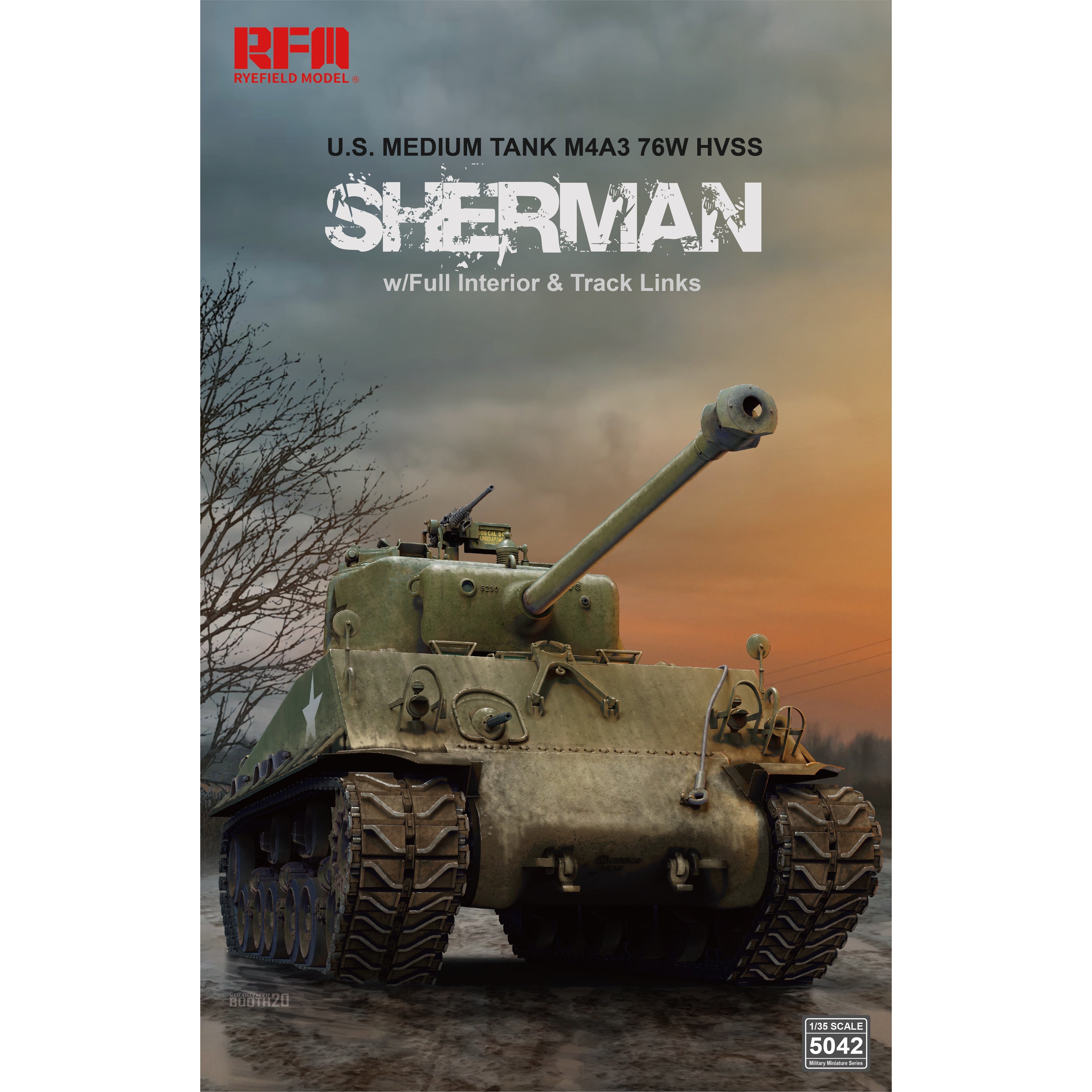 M4A3 76W HVSS Sherman with full interior kit 1/35 by Ryefield Model