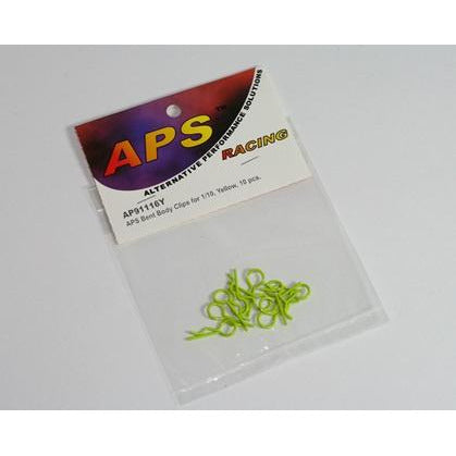 APS91116YV2 Medium Bent Body Clips 1:10 Yellow (10 pcs)