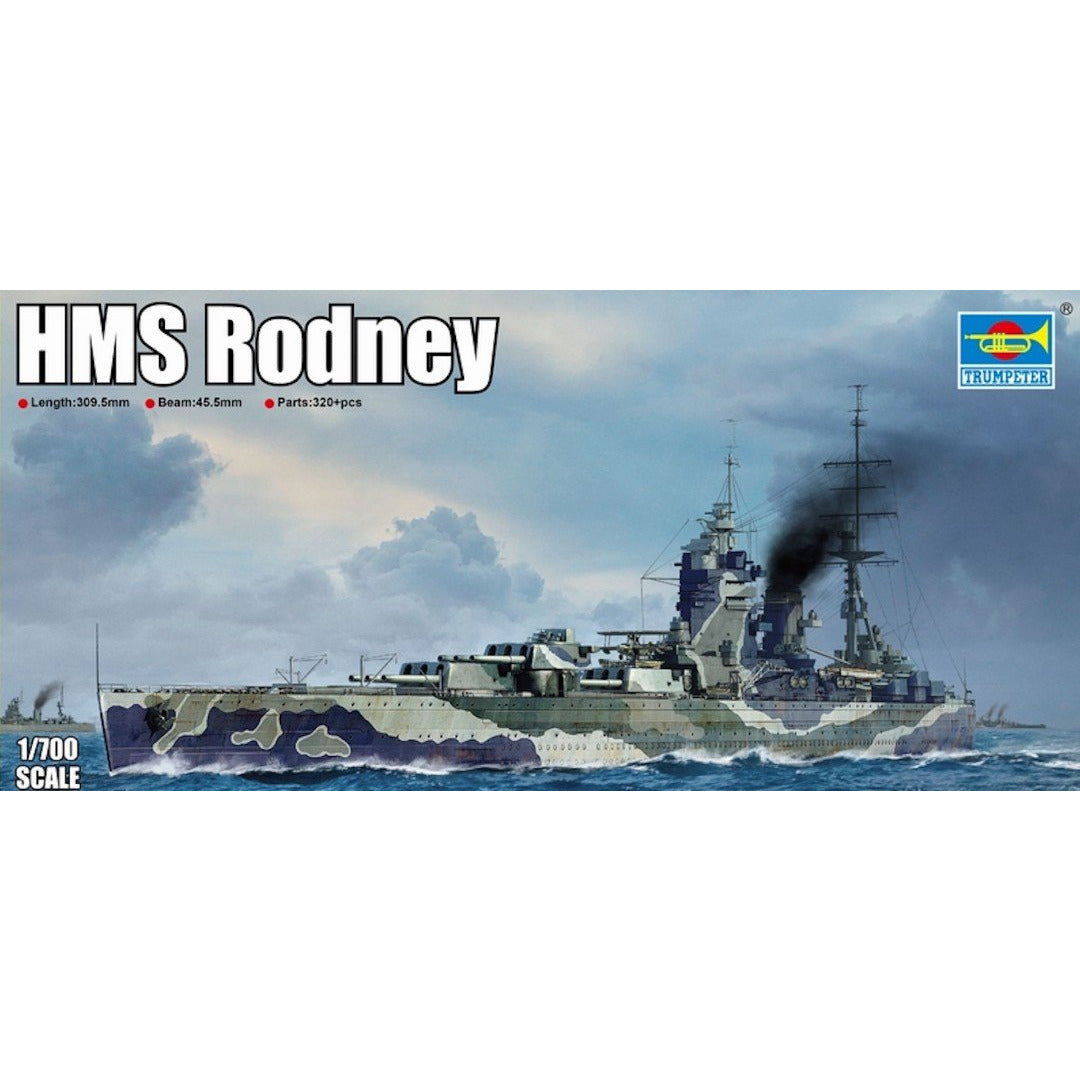 HMS Rodney 1/700 Model Ship Kit #6718 by Trumpeter