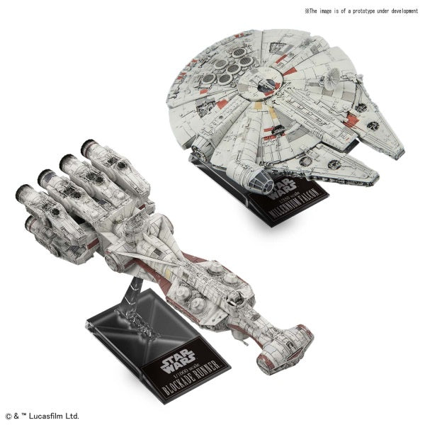 Blockade Runner & Millennium Falcon 1/10000 and1/350 (Set of 2 Models) Star Wars Model Kit #5055363 by Bandai