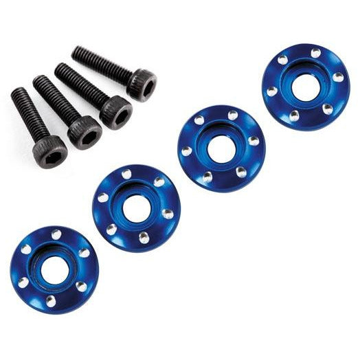 LaTrax Wheel nut washer, machined aluminum, blue / 3x12mm CS (4) - TRA7668