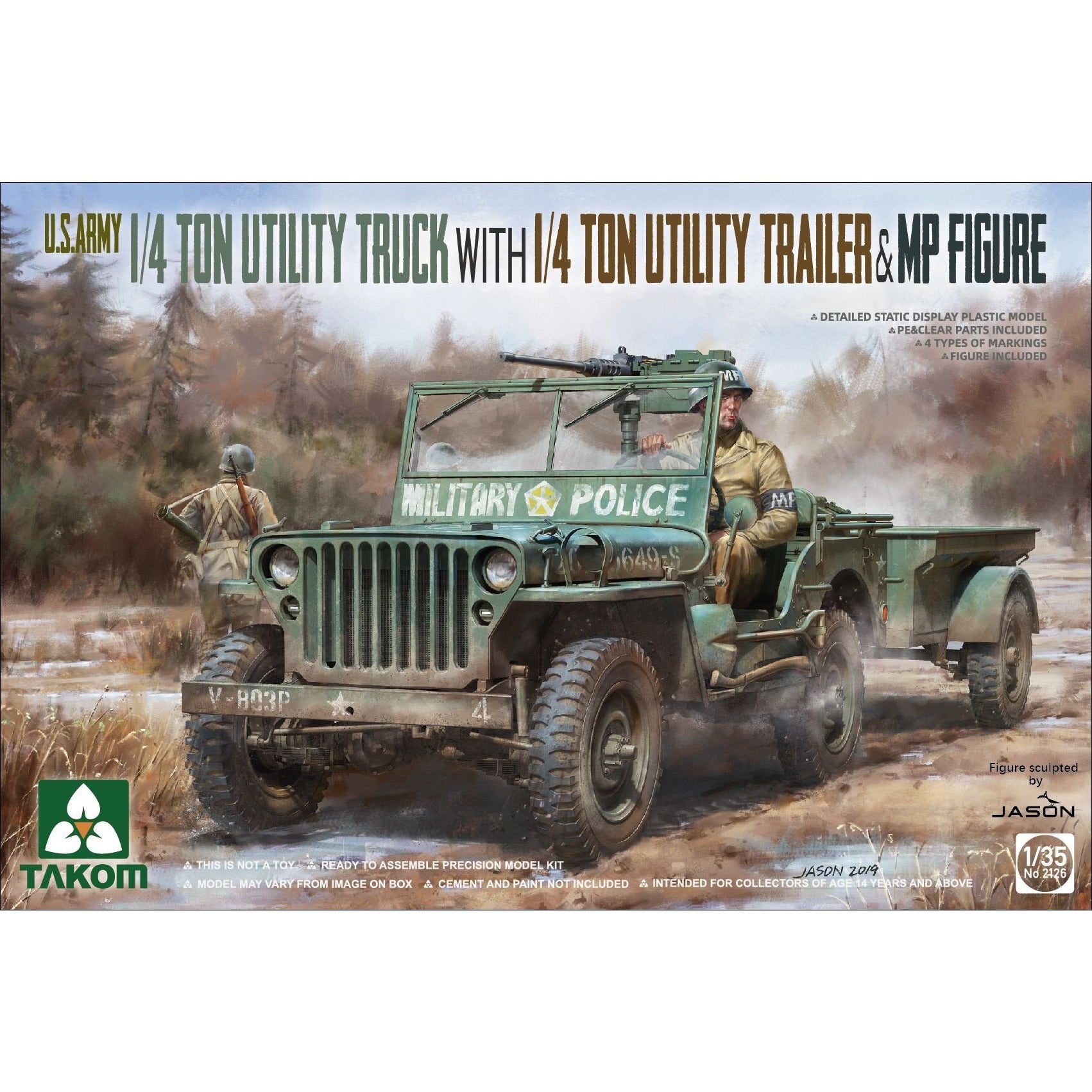 US Army1/4 Ton Utility Truck with Trailer & MP Figure 1/35 by Takom