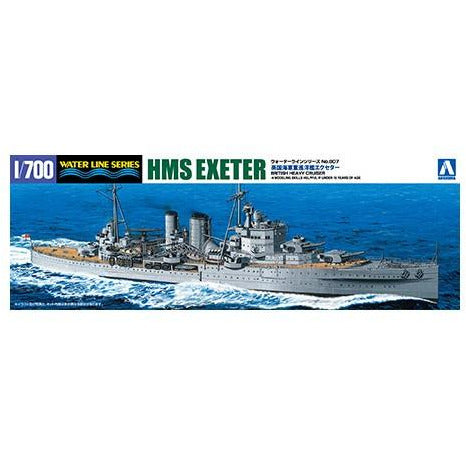HMS Exeter British Heavy Cruiser 1/700 Waterline #052730 by Aoshima