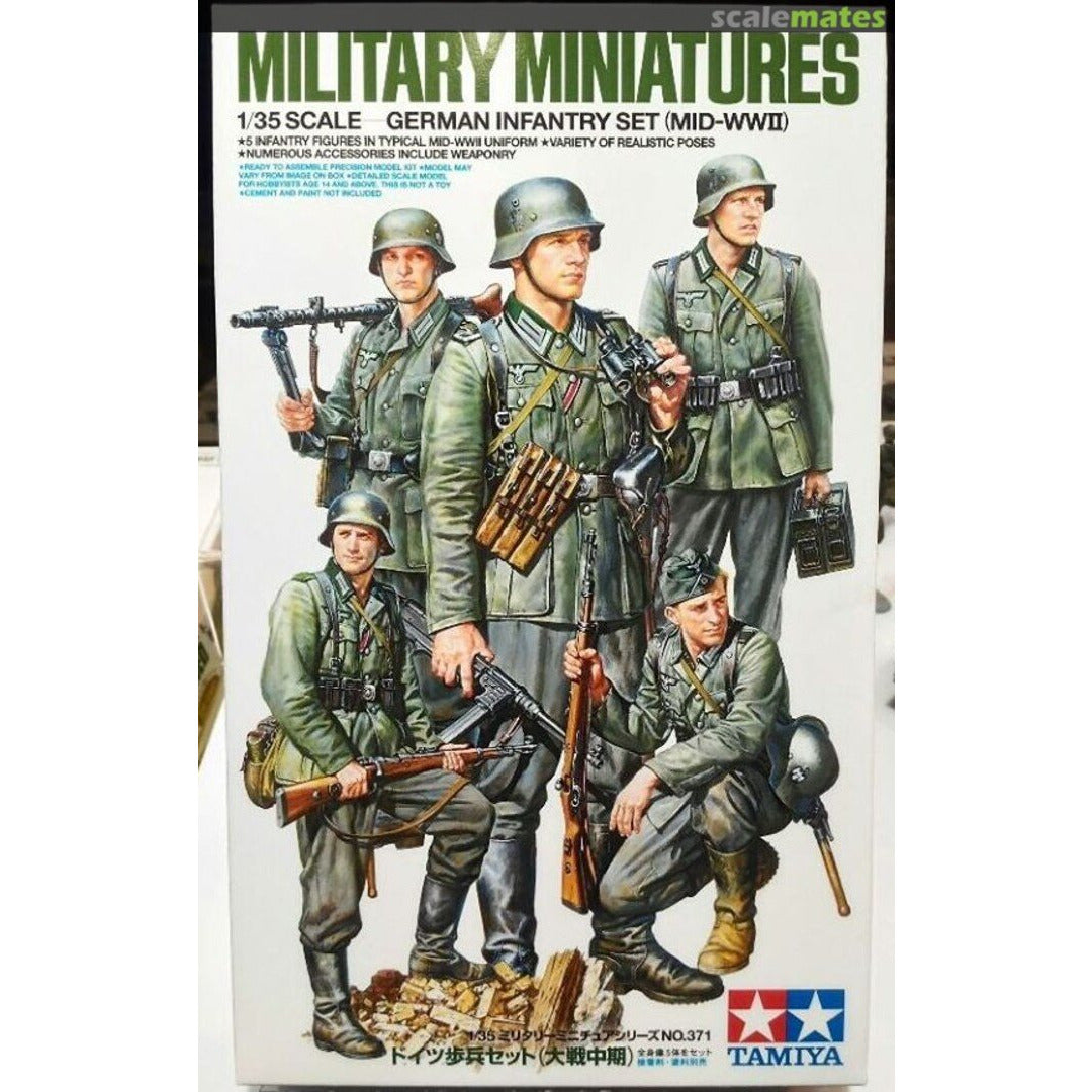 WWII Military Miniatures German Infantry Set (Mid WWII) #35371 1/35 Figure Kit by Tamiya