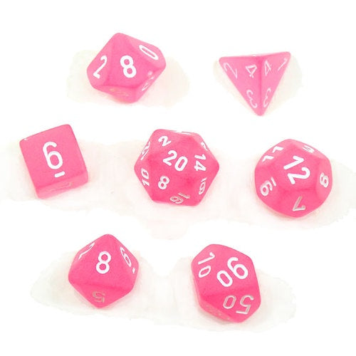 Chessex Frosted 7-Die Set Pink/White CHX27464