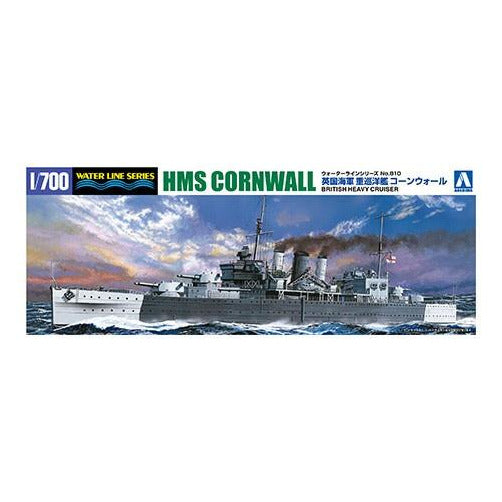 HMS Cornwall British Heavy Cruiser 1/700 Model Ship Kit #056745 by Aoshima