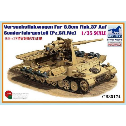 Versuchsflakwagen 8.8cm Flak 37 auf Sonderfahrgestell(Pz.Sfl.IVc) Military Cannon 1/35 by Bronco