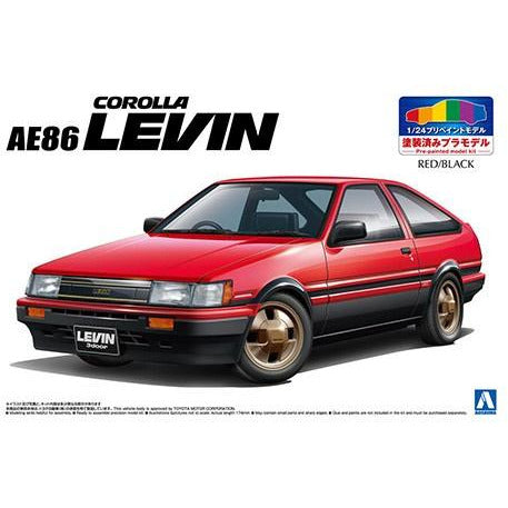 1983 Toyota AE86 Corolla Levin (Red/Black) 1/24 Model Car Kit #54963 by Aoshima