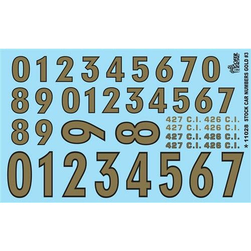 Gofer Racing Gold Numbers Model Car Decal Sheet 1/24