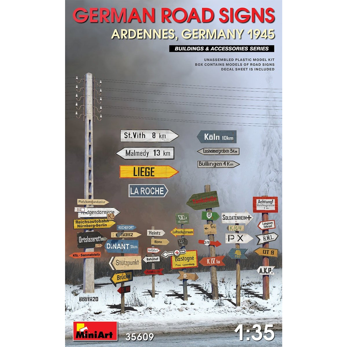 German Road Signs Ardennes, Germany 1945 #35609 1/35 Detail Kit by MiniArt