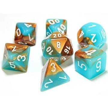 Chessex Gemini 7-Die Set Copper-Torquoise/White CHX30019