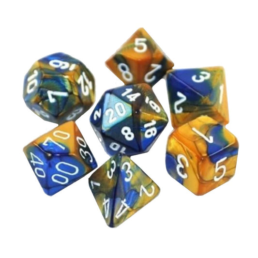 Chessex Gemini 7-Die Set Blue-Gold/White CHX26422