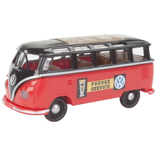 1960-63 Volkswagen Samba T1b Passenger Van - Assembled -- VW Presse Service (black, red, yellow, German Lettering)