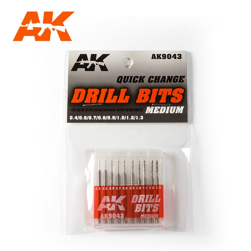 AK Interactive Quick Change Drill Bits Medium 0.4 -1.3 Set of 10 AK-9043