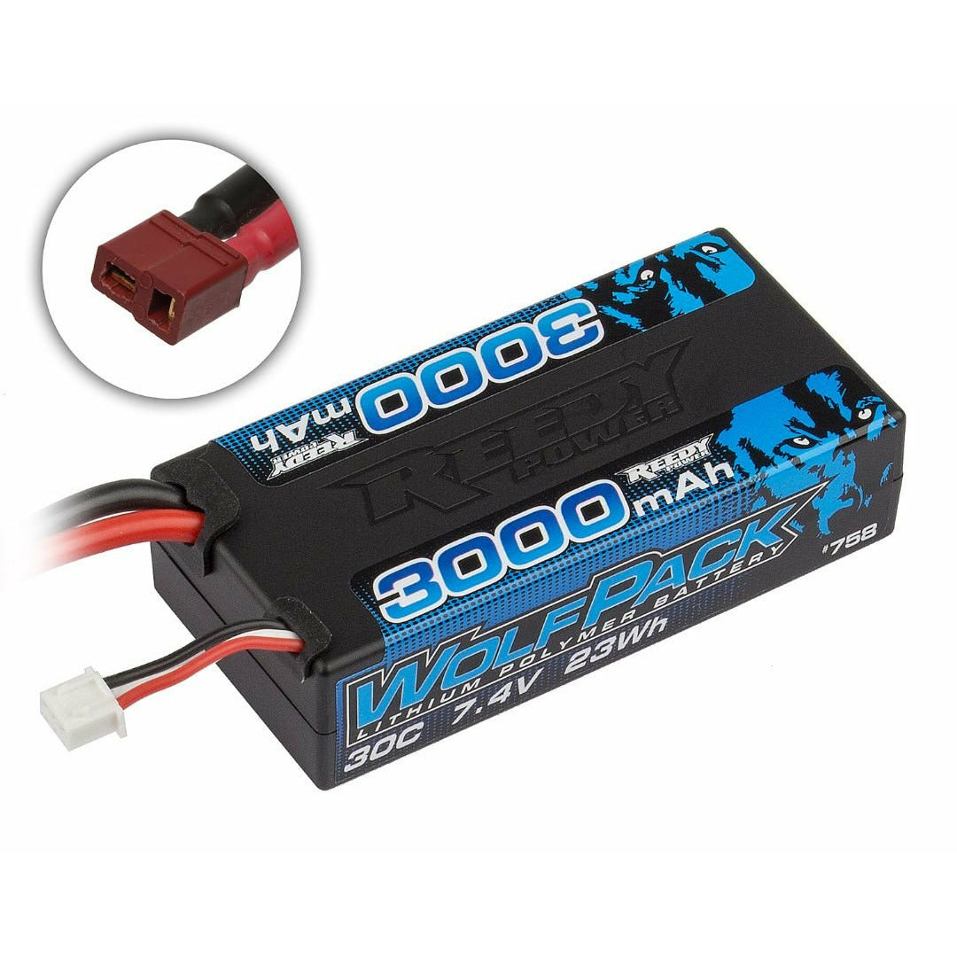 Reedy Wolfpack 3000mAh 2S 30C 7.4V LiPo Shorty Deans Hard Case