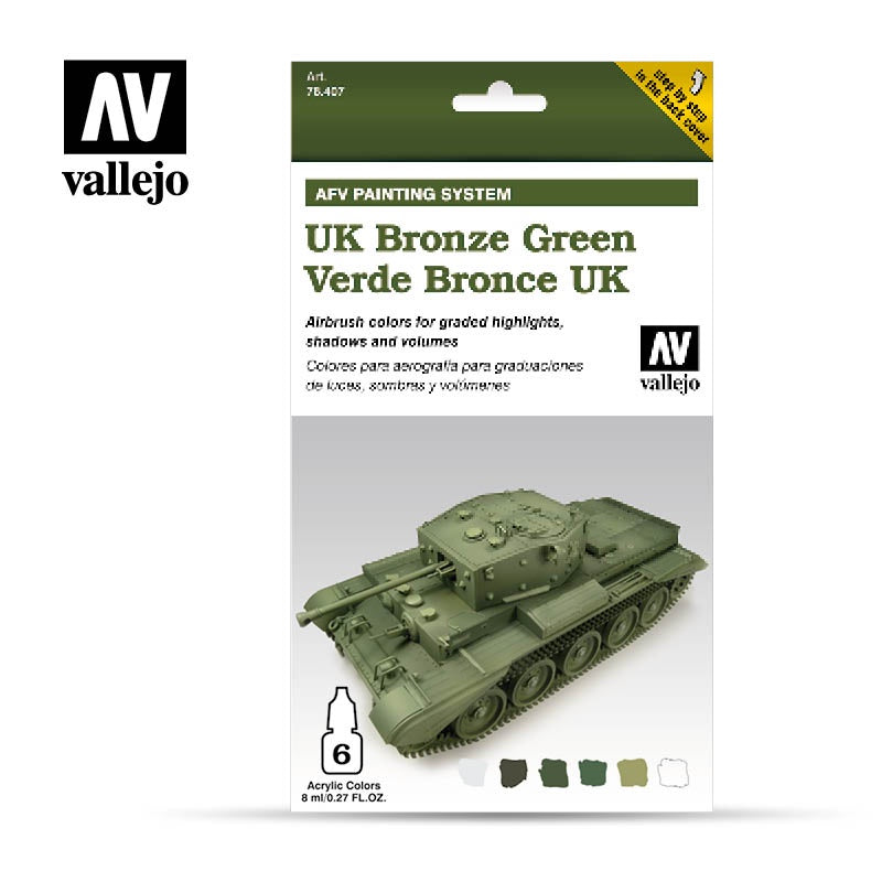 VAL78407 UK Bronze Green AFV Armour Paint Set