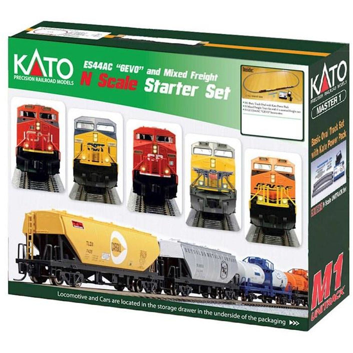 Kato N Scale Starter Set w/CP ES44AC "Gevo" and Mixed Freight