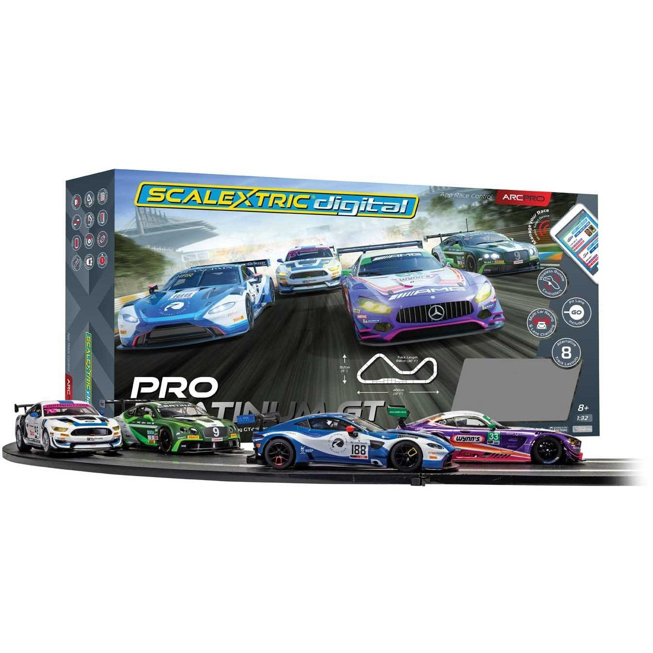 Pro Platinum GT 1:32 Scale Race Car Set