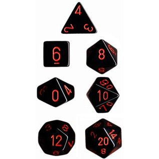 Chessex Opaque 7-Die Set Black/Red CHX25418