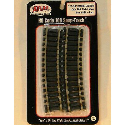 HO 1/2-18" Radius Curve 6/pk)