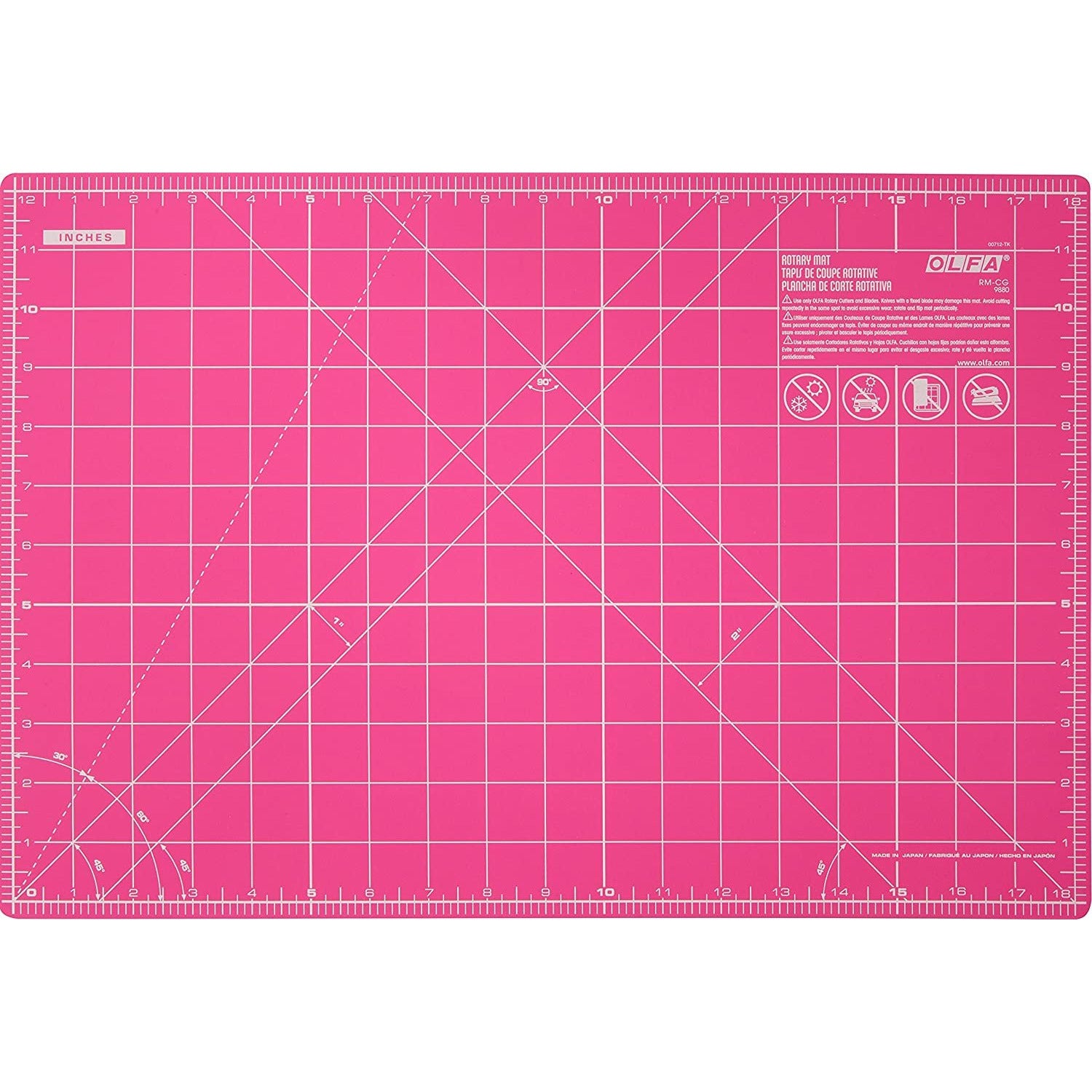 OLFA 12" x 18" Double Sided Rotary Mat, Pink