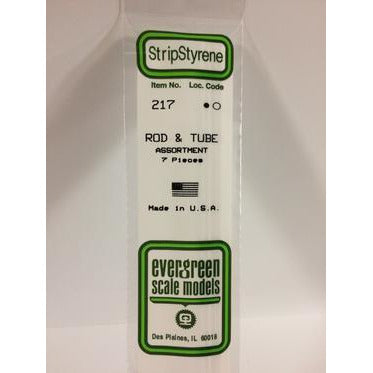 Evergreen #217 Rod & Styrene Tubes: 7 pack 14" (35mm)