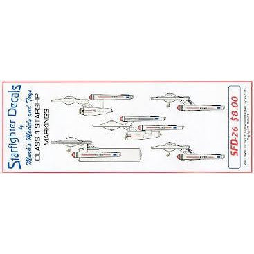 Star Trek Class 1 Starships decals for 5 ships