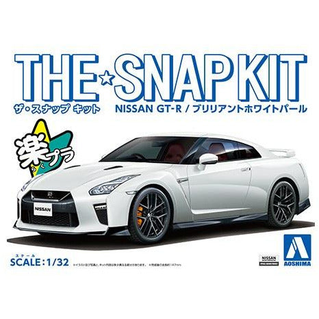 The Snap Kit Nissan GT-R (Pearl White) 1/32 Model Car Kit #56394 by Aoshima