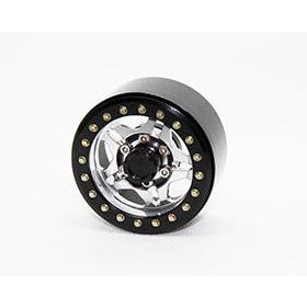 APS28501S CNC Machined 1.9" 5-Spoke Beadlock Wheels for Crawlers (Black on Chrome) (4)