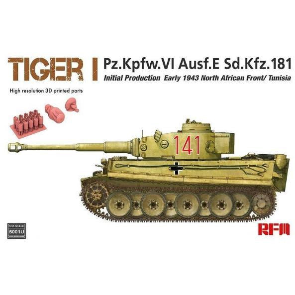 Tiger I Initial Productions Pz.Kpfw.VI Ausf.E Sd.Kfz181 Early 1943 North African Front/Tunisia 1/35 #5001U by Ryefield Model