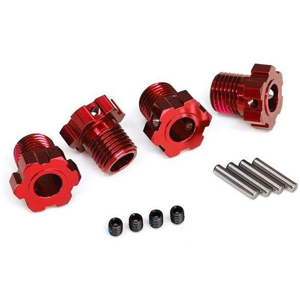 TRA8654R Wheel hubs, splined, 17mm (red-anodized) (4)/ 4x5 GS (4), 3x14mm pin (4)