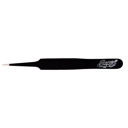 Excel Tweezer 4.5" Straight Pointed Black