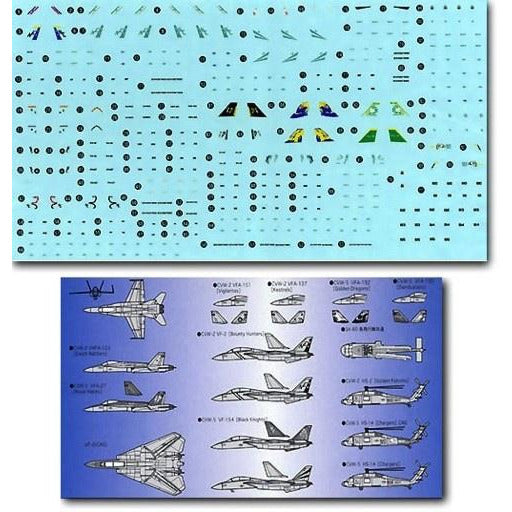 USN CVW2/CVW5 1998 Carrier Aircraft Set: F/A18C (12), F14 (8), SH60 (4) 1/700 Model Ship Kit #45110 by Fujimi