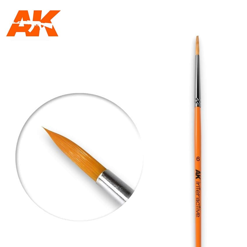 AK Interactive Round Brush 6 (Synthetic) #AK-606
