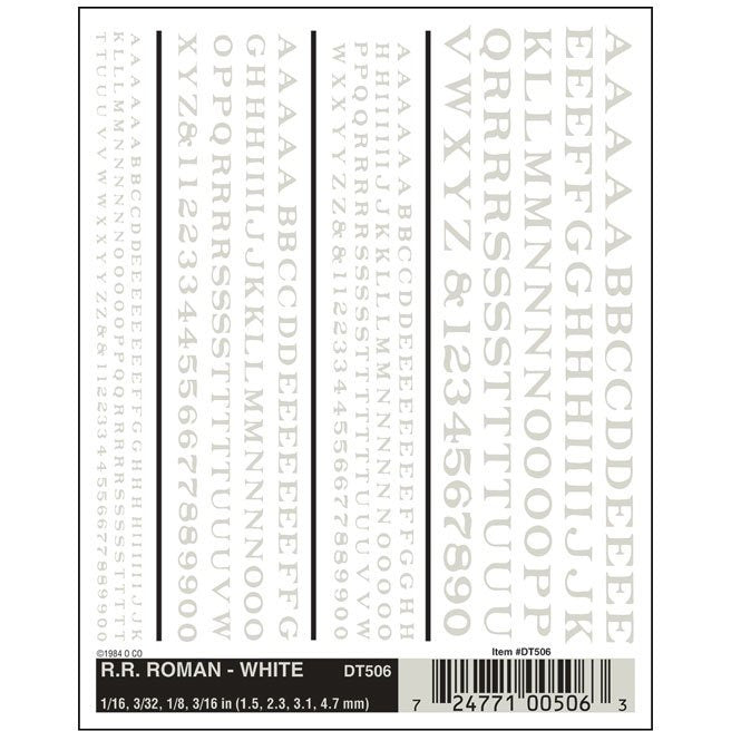 Woodland Scenics RR Roman White Letters WOO506