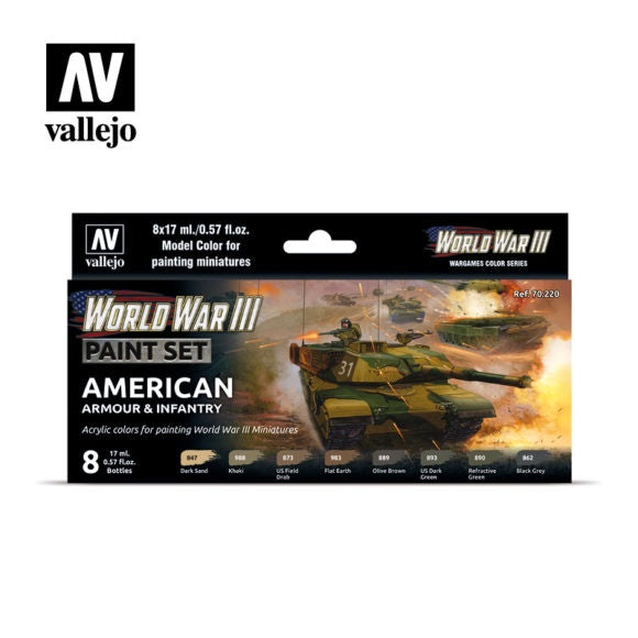 VAL70220 WWIII American Armour and Infantry Paint Set