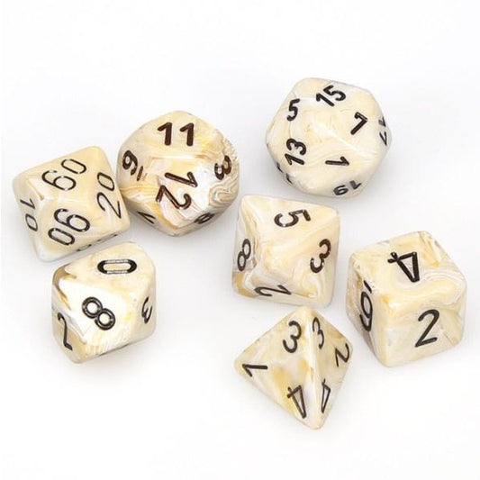 Chessex Marble 7-Die Set Ivory/Black CHX27402