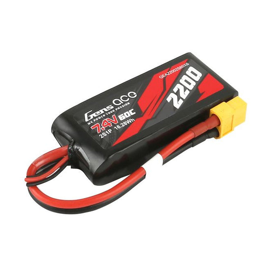 Gens Ace 2s LiPo Battery 60C (7.4V/2200mAh) w/XT-60 Connector