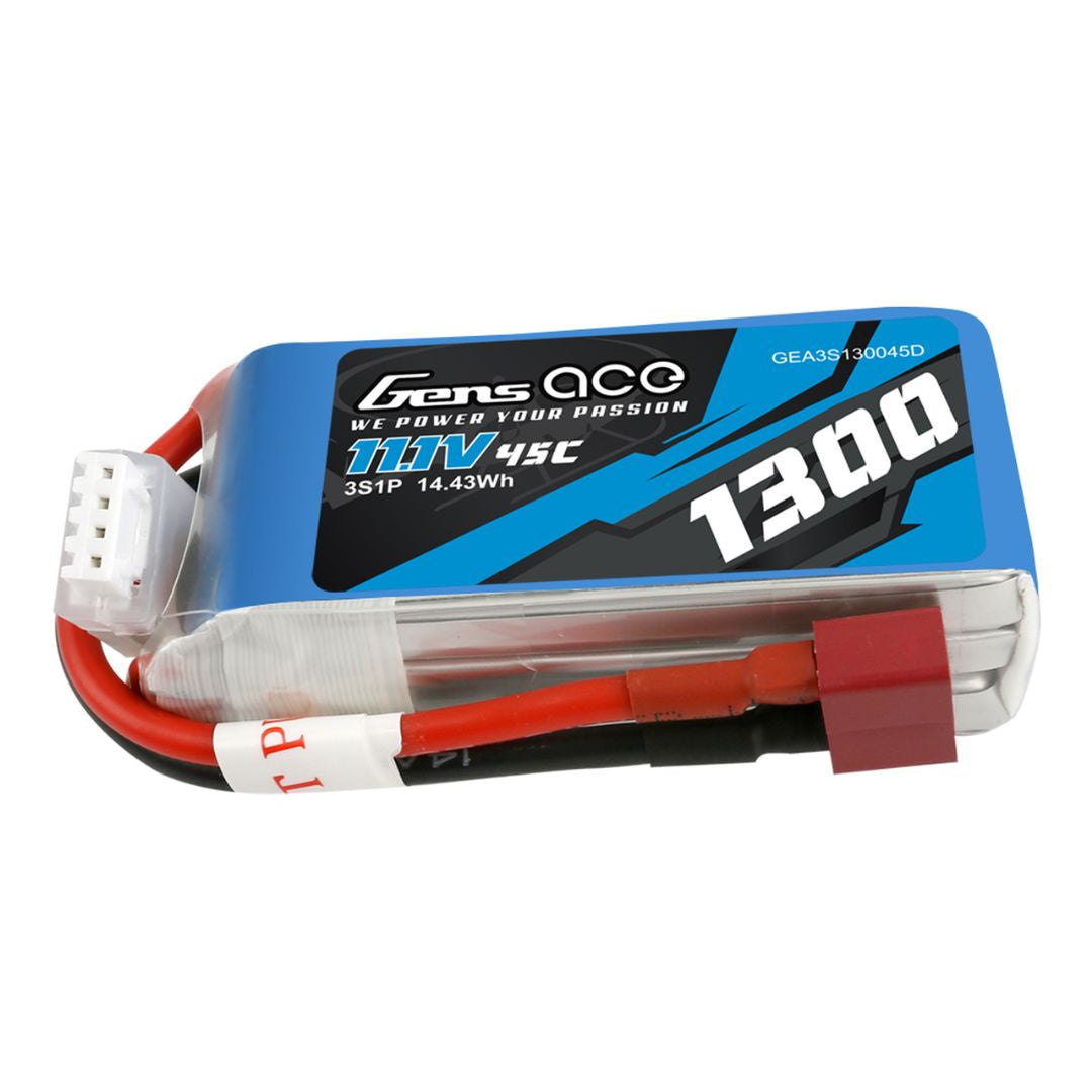 Gens Ace 1300mAh 3S1P 11.1V 45C LiPo Deans Plug Soft Case