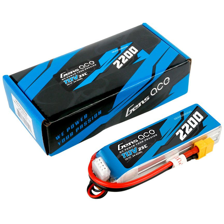 Gens Ace 3s LiPo Battery 25C w/XT-60 Connector (11.1V/2200mAh) GEA3S220025X6