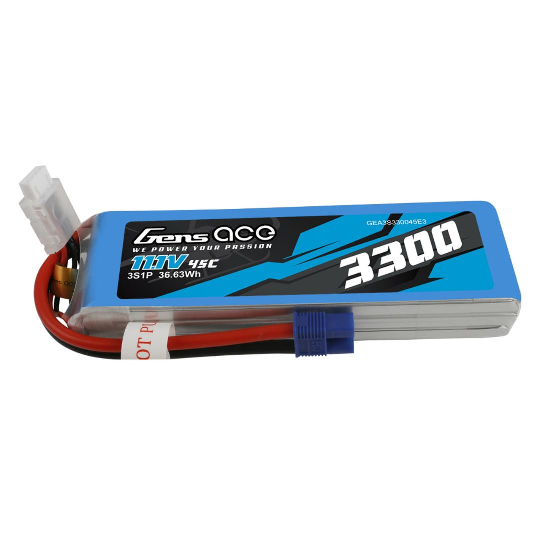 Gens Ace 3S LiPo Battery 45C (11.1V/3300mAh) w/EC3 Connector GEA3S330045E3