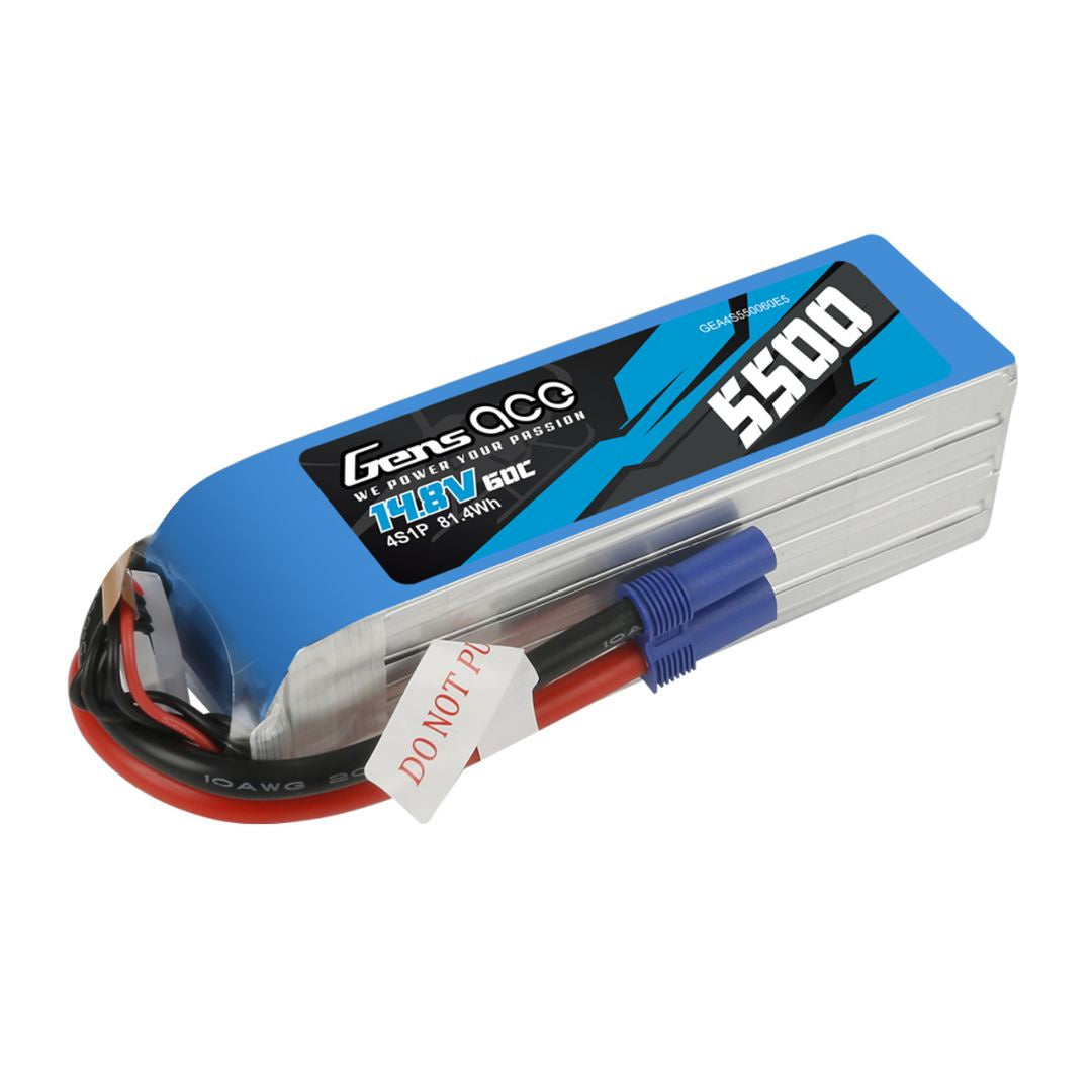 Gens Ace 4S LiPo Battery 60C (14.8V/5500mAh) w/EC5 Connector - GEA4S550060E5