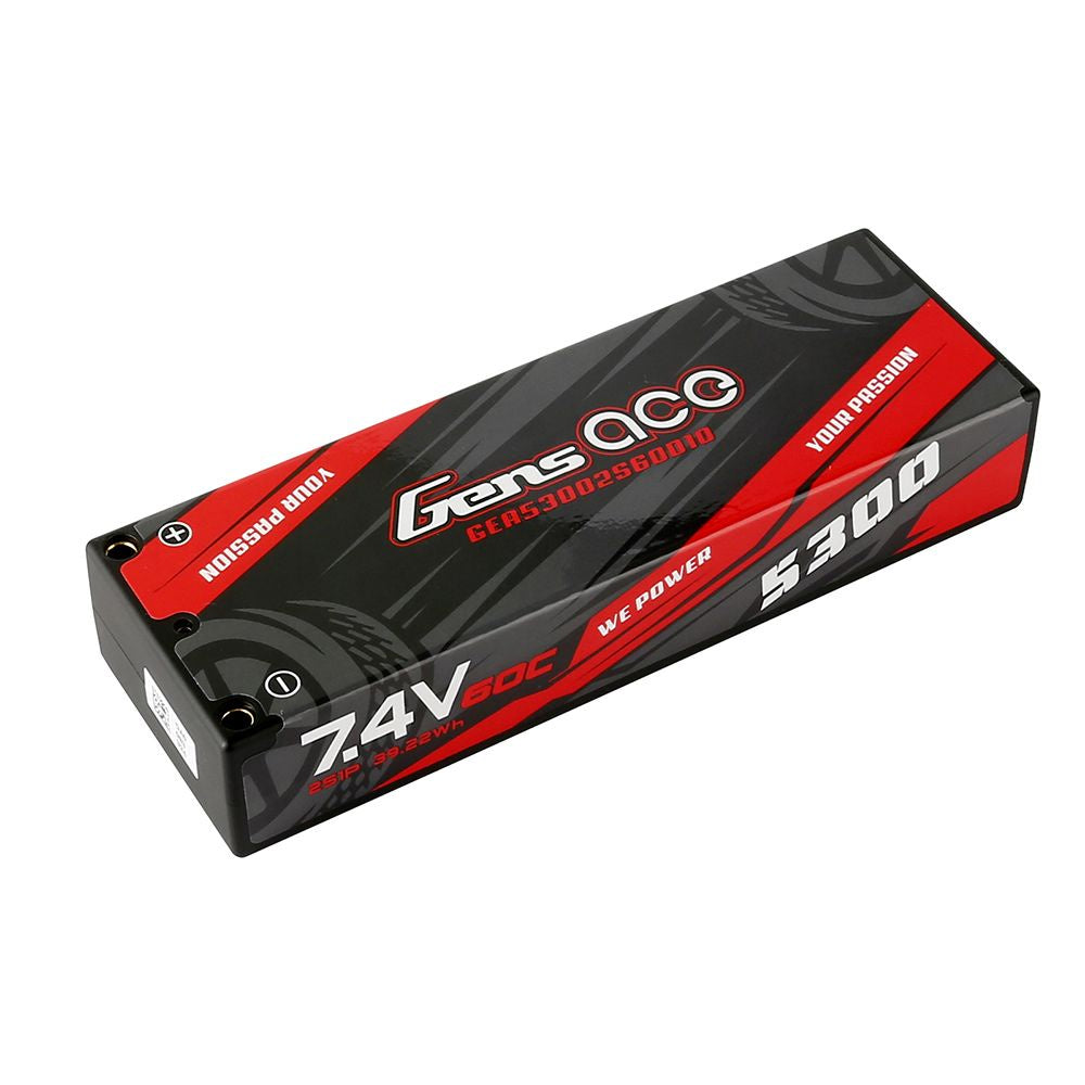 Gens Ace 2s LiPo Battery 60C w/4mm Bullets & T-Style Adapter (7.4V/5300mAh) GEA53002S60D10